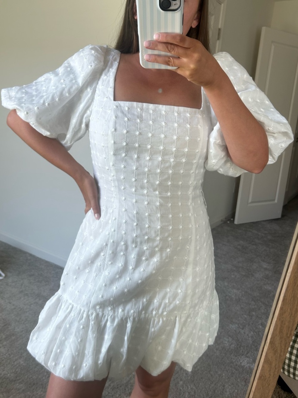 Sabo Skirt White Puff Sleeve Mini Dress